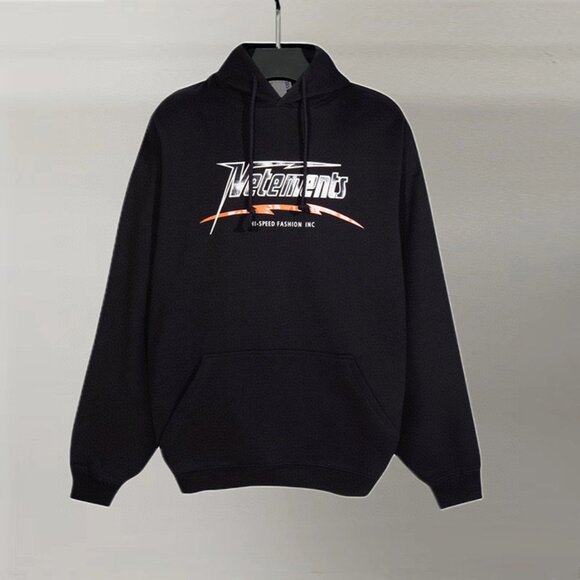 Vetements Black Hooded Printed Sweatshirt - Picture 1 of 5
